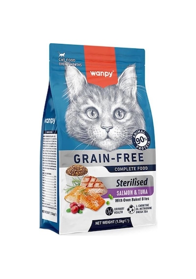 Wanpy Tahılsız Somon&tuna Sterilised Kısırlaştırılmış Kedi Maması 1,5 Kg