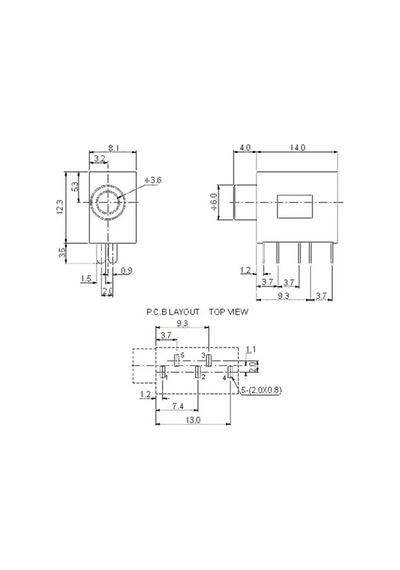 Ic-260a 3.5mm Jak Stereo Şase Soket Sıralı 5 Pin Pj325