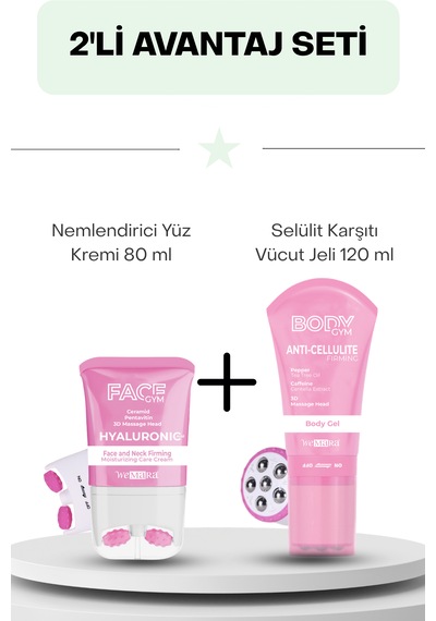 Hyaluronic Acid & Moisturizing Face Gym Pembe 80 Ml - Body Gym Pembe 120 Ml
