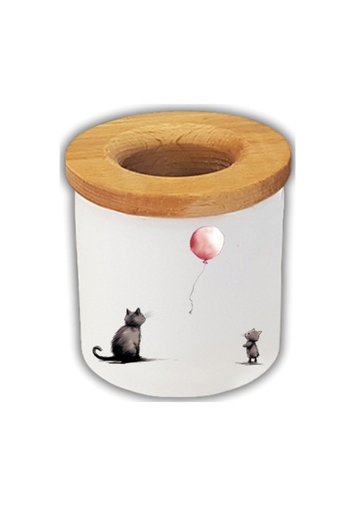 Kedi Ve Balon Baskılı Kalemlik Kalem Kutusu Beyaz