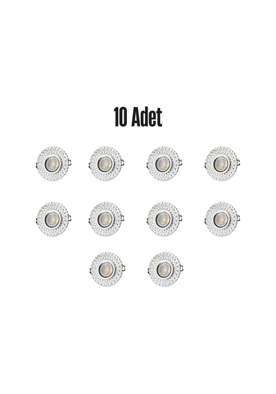 Ct- 6639 İpek Cam Spot Ampülsüz Led Efekli 10 Adet Beyaz