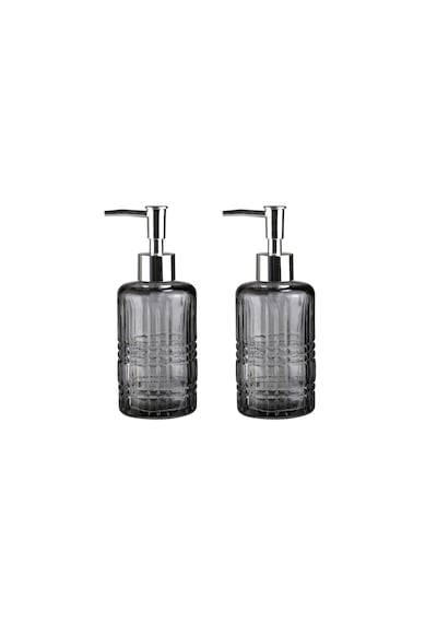 Banyo Seti Cam Sıvı Sabunluk 2 Adet,kristal Desenli Gri 300ml 6,8 Çok Renkli