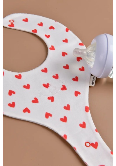 E&f Store Sıvı Geçirmez Emzik Tutucu Mama Önlüğü - Kalp Çok Renkli