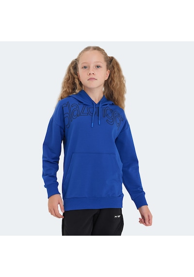 Slazenger LETTO Çocuk Kapüşonlu Cepli Saks Mavi Sweatshirt
