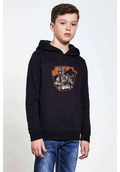 Tshirthane Pubg Soldier Running Baskılı Unisex Çocuk Kapüşonlu Siyah Sweat