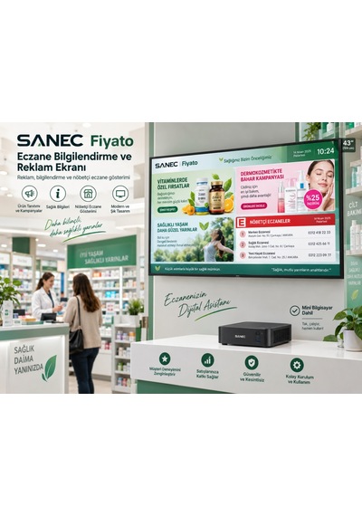 Sanec Eczane Bilgilendirme Ve Reklam Ekranı 32" Hdmı Ekranlı Dijital Bilgilendirme Sistemi