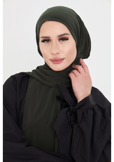 Hürrem Bone Haki Pratik Hazır Geçmeli Tesettür Bone Sandy Boyunluklu Çıtçıtlı 2505 09 Haki