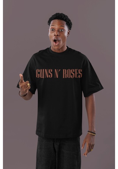 Sevbano Guns N' Roses Rock Metal Sırt Baskılı Unisex Oversize Müzik Grubu Siyah