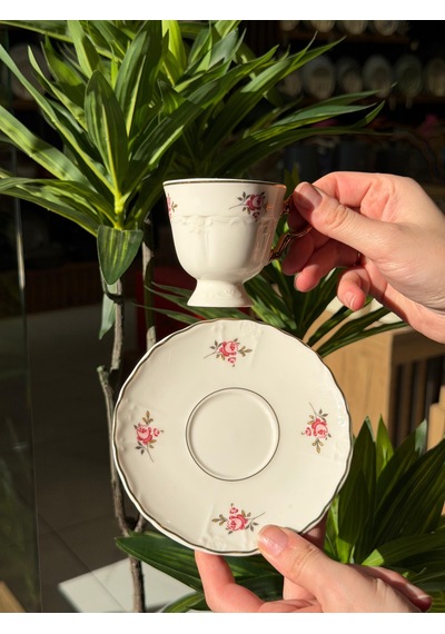 6'lı Porselen Fiore Luxe Kahve Fincanı-5380 Beyaz