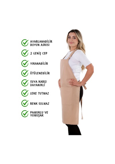 Sevilya Simple Ayar Askılı Mutfak Önlüğü Cappucino