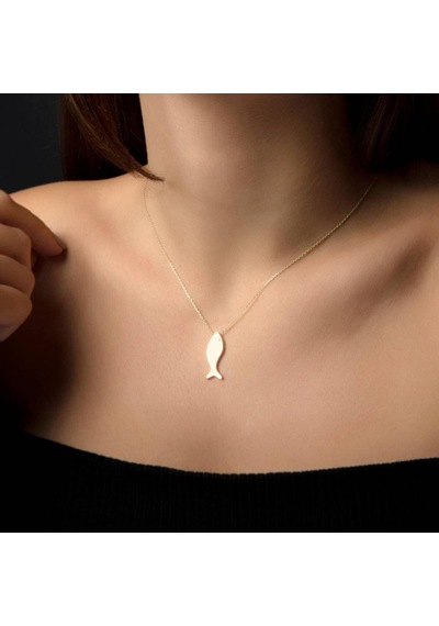 Balık Altın Kolye 14K Gold