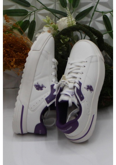 U.s. Polo Assn. Mango Wmn Kırık Beyaz Mor Sneaker Kadın Ayakkabı 001