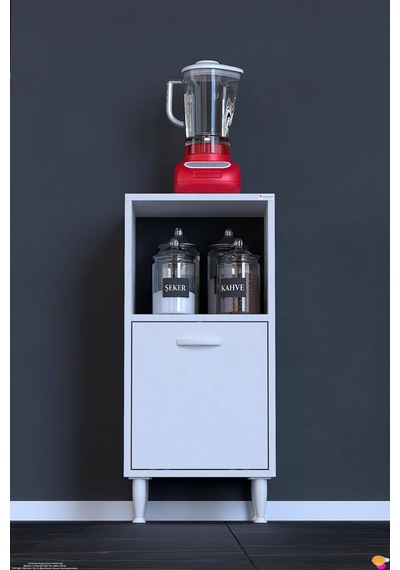 Lara 45 Cm Kapaklı Çok Amaçlı Mutfak Dolabı Mikrodalga Rafı Ekmeklik Kiler Modülü 45x87x32 Cm Beyaz