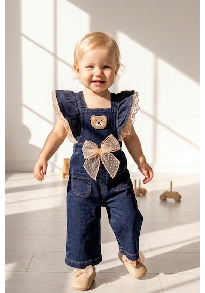 Babymod Kız Bebek-çocuk Denim Salopet Kot Tulum Lacivert