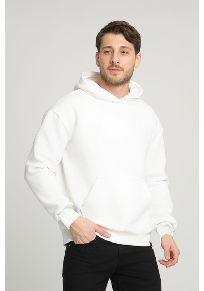 Alexandergardi Alexandergardı Kangru Cepli Kapişonlu Sweatshirt E23-00176 Beyaz