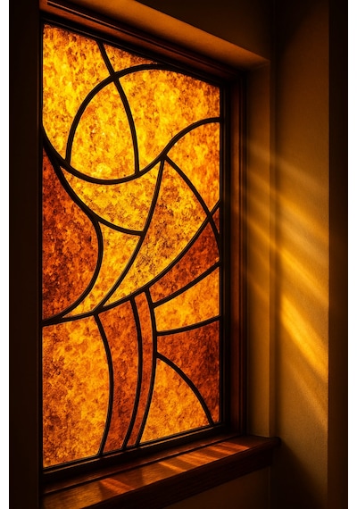 Vitray Desen Yapışkanlı Şeffaf Folyo 67cmx 2 Metre Açık Sarı