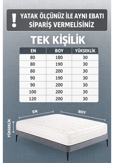 %100 Sıvı Geçirmez Pamuklu Tek Kişilik Yatak Koruyucu Alez Beyaz