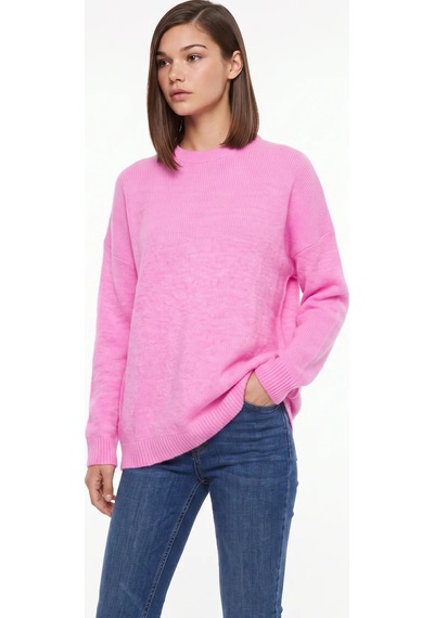 CEMO Bisiklet Yaka Oversize Triko Kazak 26k-tk251069118-pbm-std Pembe