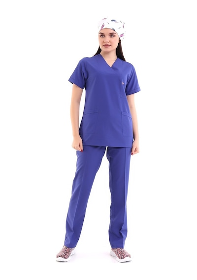 Zarf Yaka Kadın Takım - 45 Saks Moru-6380