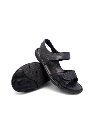 Magic Shoes Hakiki Deri Ortopedik Erkek Sandalet Siyah-yeni Siyah