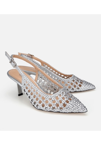 Hotiç Kadın Lame Örgü Detaylı Arkası Açık Kısa Topuklu Stiletto 01ayh322880a210 01ayh322880a210