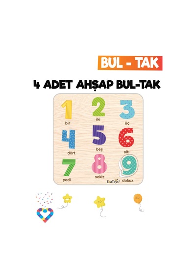 Eğitici 4 Adet Bul-tak Oyuncak Orman Hayvanları, Taşıtlar, Sebzeler Ve Rakamlar