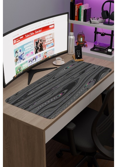 Glitch Kaymaz Dikişli Kauçuk Oyuncu Mousepad V2 - 90x40 Xxl Gaming Mouse Pad Fare Altlığı