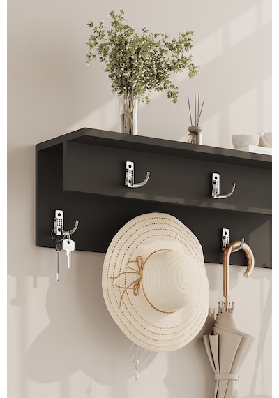 Aeka Ae-7003 Mimoza Antrasit Duvara Monte 7 Askılı Raflı Portmanto Antre Hol Vestiyer Askılık 90 24 25,8 Cm