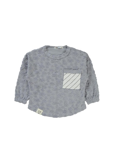 Civil Boys Yıldız Baskılı Çizgili Cepli 2-5 Yaş Sweatshirt Açık İndigo