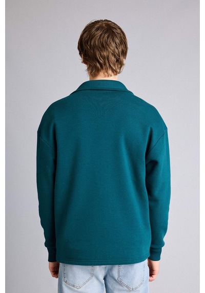 Defacto Boxy Fıt Polo Yaka Sweatshirt H5225ax26spgn246 Yeşil-gn246