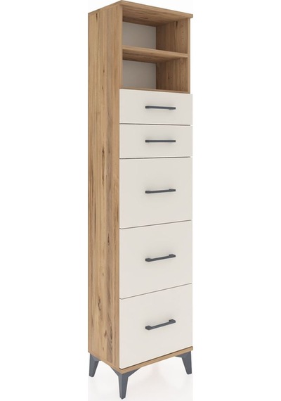Arges Dolap 2 Raflı 5 Çekmeceli 44x30x182 Çam-aytaşı Çam