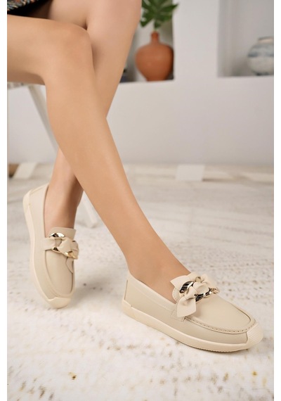 Nesilshoes Nesil Shoes Ceylan 57 Ten Zincir Tokalı Kadın Ayakkabı
