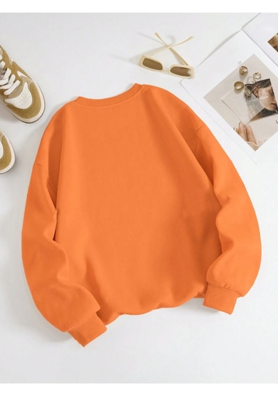Startmore Turuncu Unisex Erkek/kadın 90's Özel Renkli Oversize Bisiklet Yaka Pamuklu