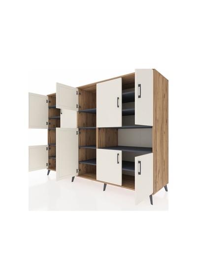 Kronos Dolap 14 Raflı 10 Kapaklı 220x59x163 Çam-aytaşı/antrasit Aytası/antrasıt - Atlas Çam Kronos Dolap 14 Raflı 10 Kapaklı 220x59x163 Çam-aytaşı/antrasit Aytası/antrasıt - Atlas Çam