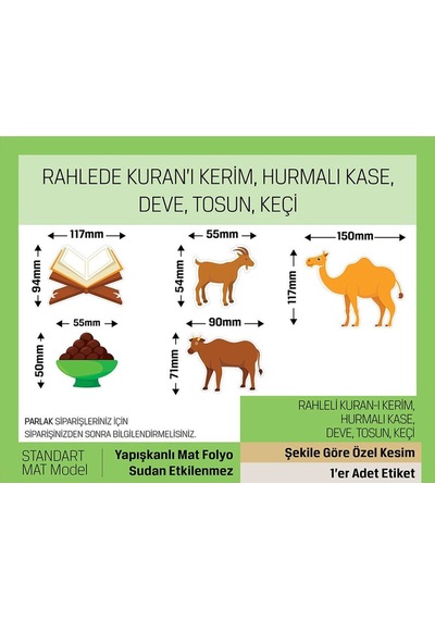 Kurban Bayramı Temalı Cam Duvar Süsleme Seti, Standart Model- 40 Adet Letbil Sticker Renkli Çok Renkli