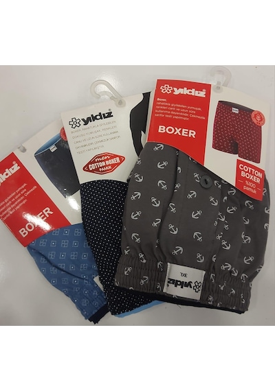 Yıldız 43 Erkek Havlu Bel Desenli Boxer 3 Adet 001