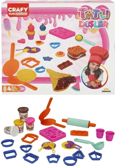 Mey İthalat Crafy Tatlı Düşler Oyun Hamuru Seti 200 G 22 Parça Pembe