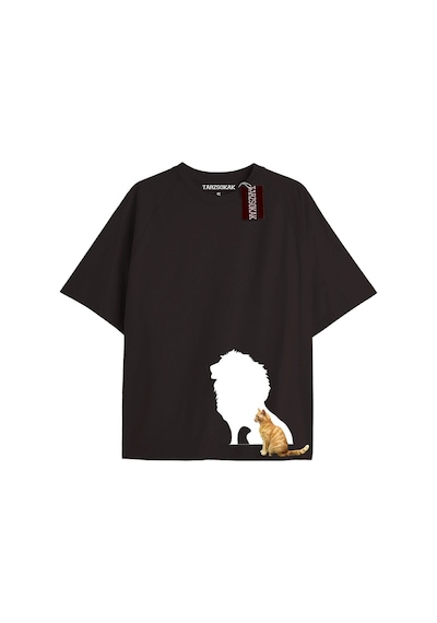 Tarzsokak Goodluck Baskılı Oversize Kalıp Unisex T-shirt Mavi