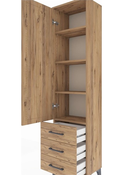 Arges Dolap Tek Raflı Tek Kapaklı Tek Askılı 44x30x182 Antrasit-çam Atlas Çam