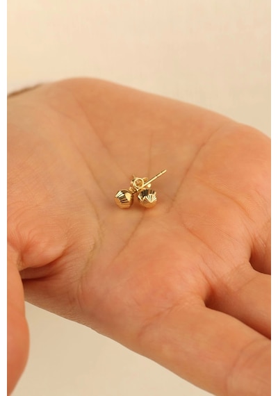 14 Ayar 3mm Kalemli Top Altın Küpe
