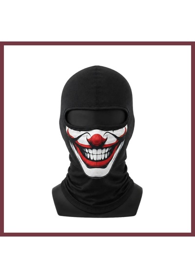 Storeşahin Unisex Palyaço Baskılı Balaklava Maske 1 Adet Tek Beden Viskoz Kask İçi Outdoor Motosiklet Maskesi Renk: Siyah Beden: Standart Shn0720