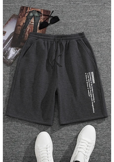 Harmandar Innovation Baskılı Füme Tekli Cepli Kadın/erkek Unisex Şort Füme