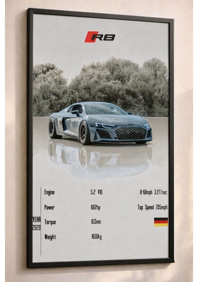 Audi R8 Estetik Duvar Posteri , Çerçevesiz Poster