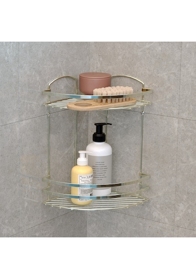 Teknotel Iki Katlı Banyo Duş Rafı Gold Lm008 Altın