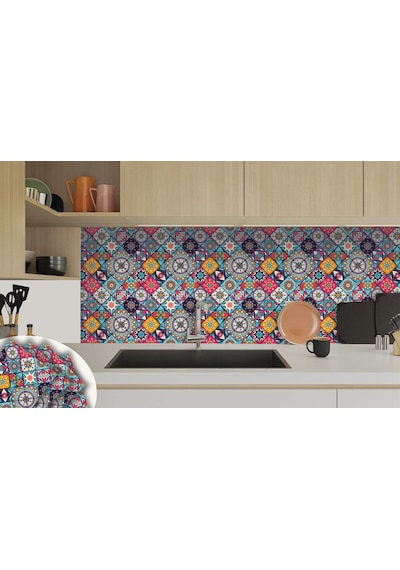 Tink Kendinden Yapışkanlı Pembe Karo Desenli Pvc Karo 30x30 Cm
