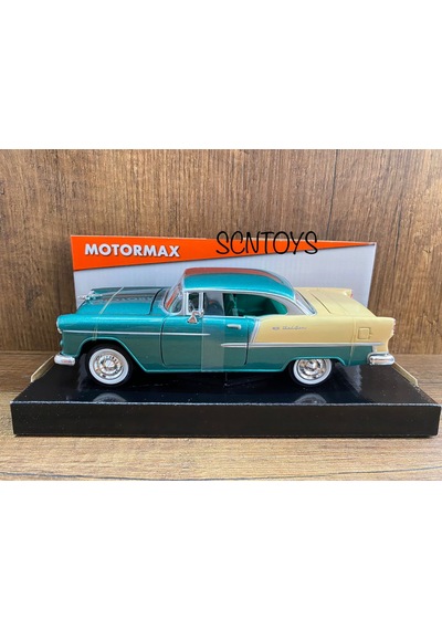 1955 Chevy Bel Aır Yeşil Mavi Model Araba 1955 Chevy Bel Aır