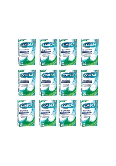 Corega Diş Temizleyici Beyazlatıcı Tablet, 30 Tablet, 12 Adet
