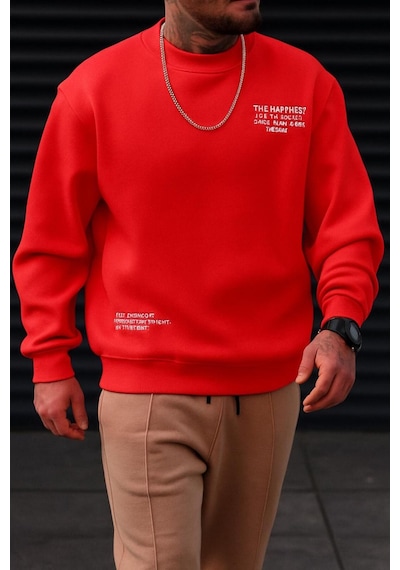 Benroma 3 İplik Penye The Happıes Baskılı Unisex Sweatshırt Çok Renkli