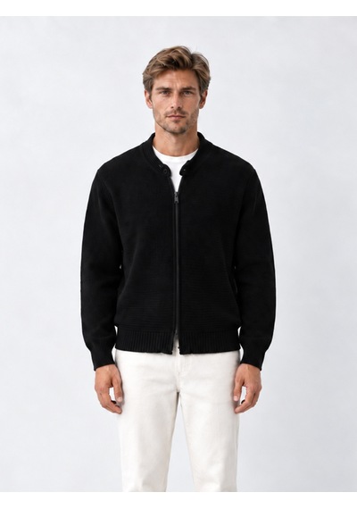 Xint Siyah Regular Fit Bisiklet Yaka Hırka 801713