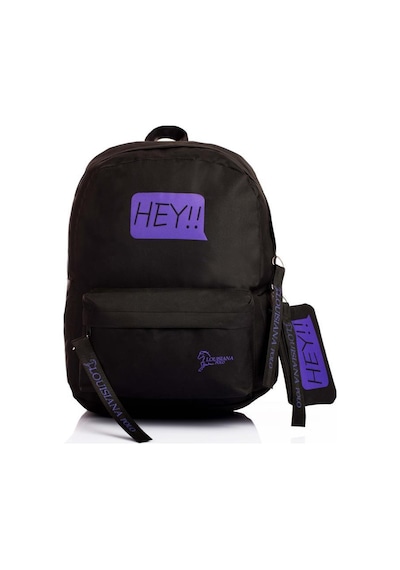 Laptop Bölmeli Okul Çantası Hey!!! Siyah Mor 1525